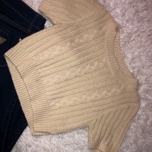 Cecico beige knitted cropped short sleeve